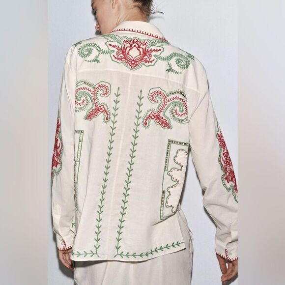 ZARA ZW COLLECTION EMBROIDERED SHIRT - Picture 3 of 9